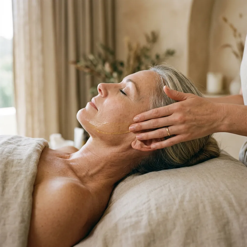An anti-aging facial in progress at Fiona's Day Spa, the nearest advanced skin care studio to Anoka, MN