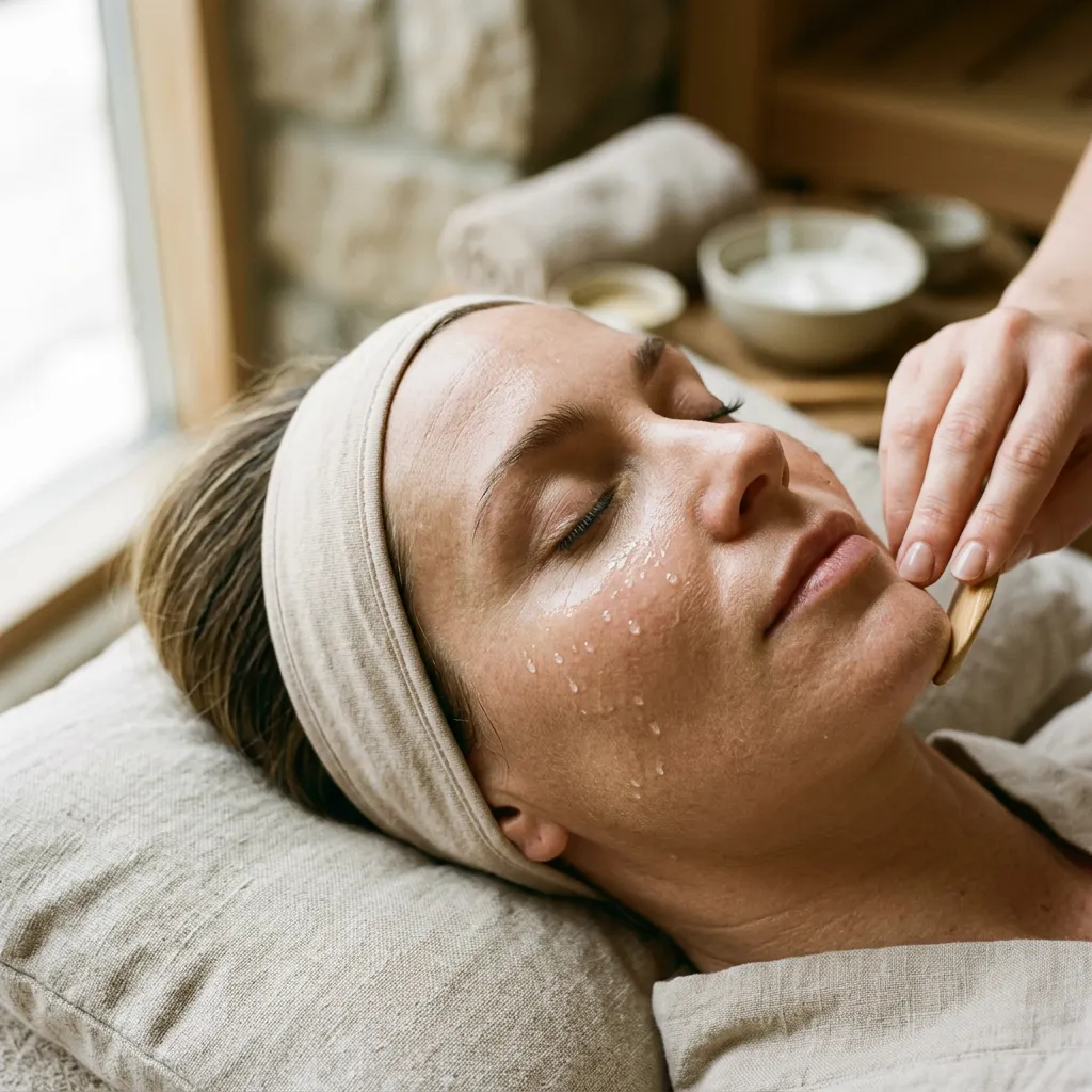 A hydrating facial in progress in the treatment room at Fiona's Day Spa, Coon Rapids, MN